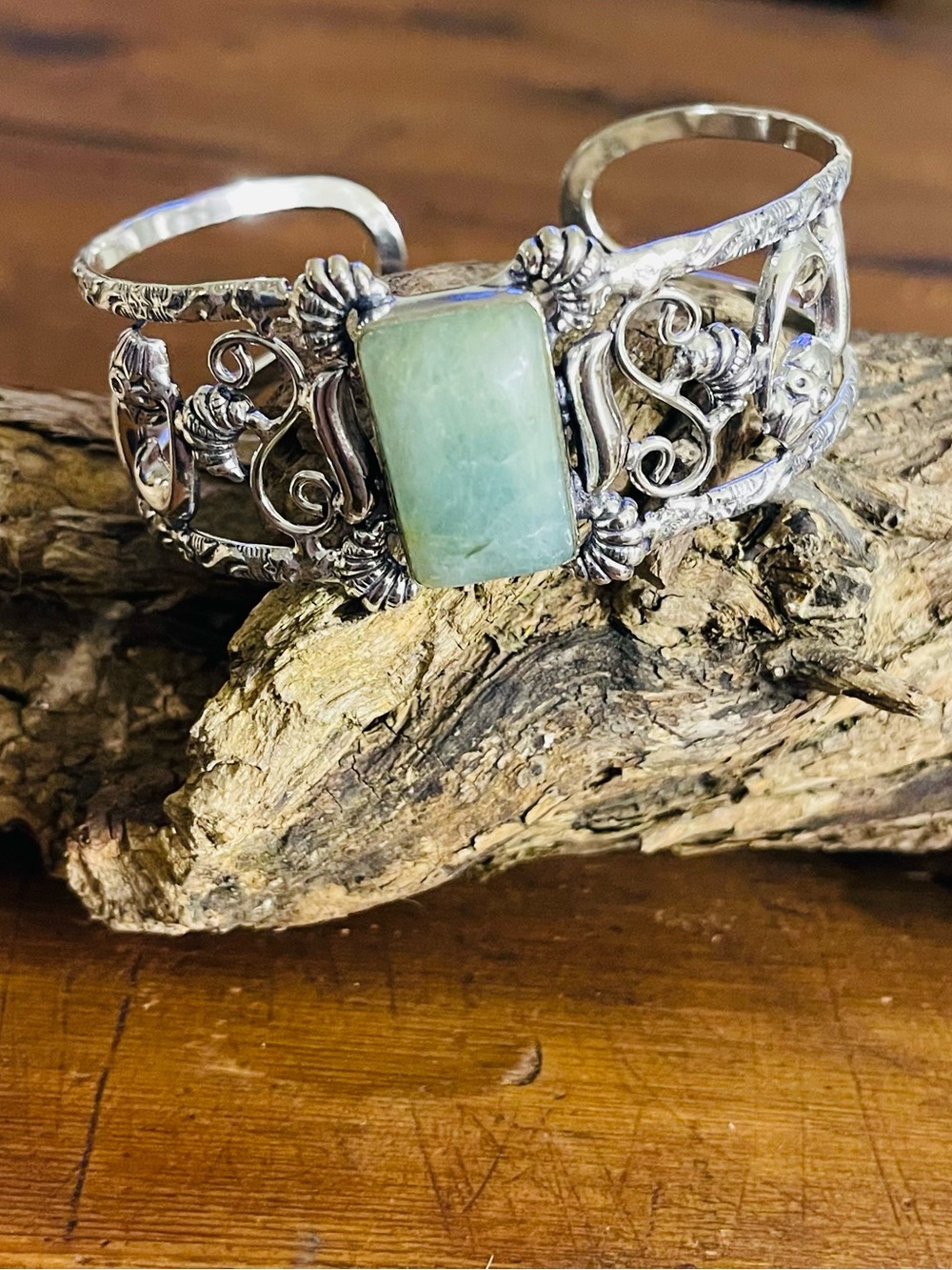 Aquamarine 925 Sterling Silver Cuff Bracelet